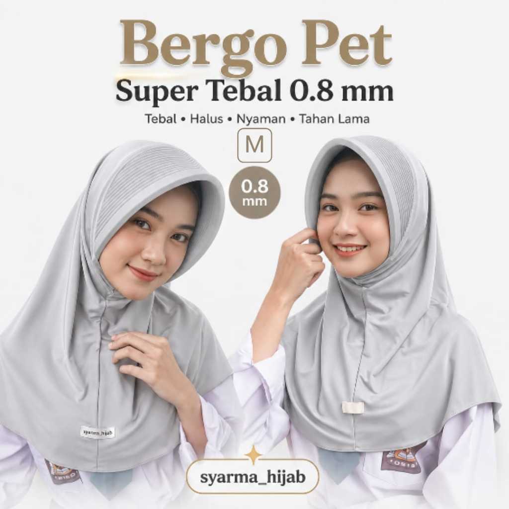 Bergo Sport Sekolah Ped Super Tebal 0,8mm Ukuran M/Hijab Instan Jersey Premium\Jilbab Sporty