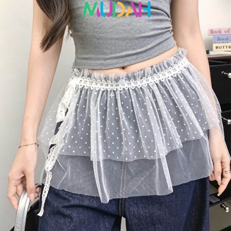 Jual Rok Brukat Renda Layer Skirt Pendek Wanita Aesthetic Korean Style ...