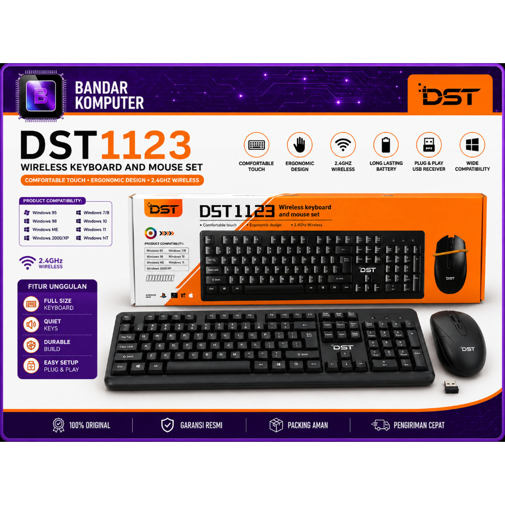 Jual KEYBOARD MOUSE DST 1123 WIRELESS KEYBOARD AND MOUSE SET | Shopee ...