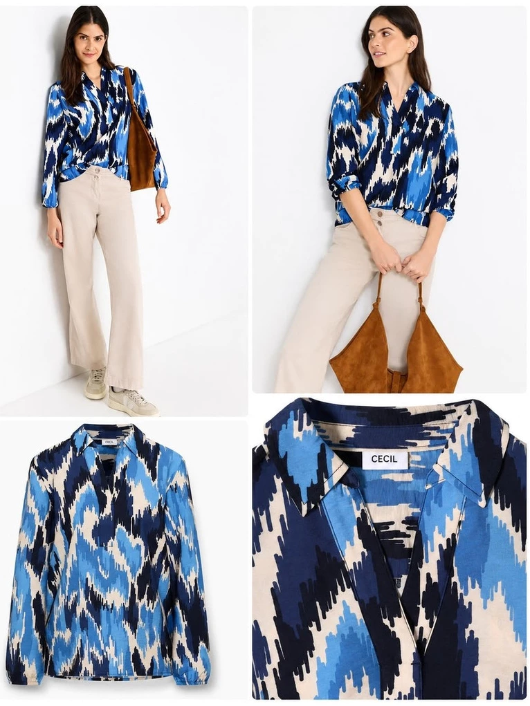 Cecil Pattern Collar Shirt - Blouse Motif Wanita - 3184