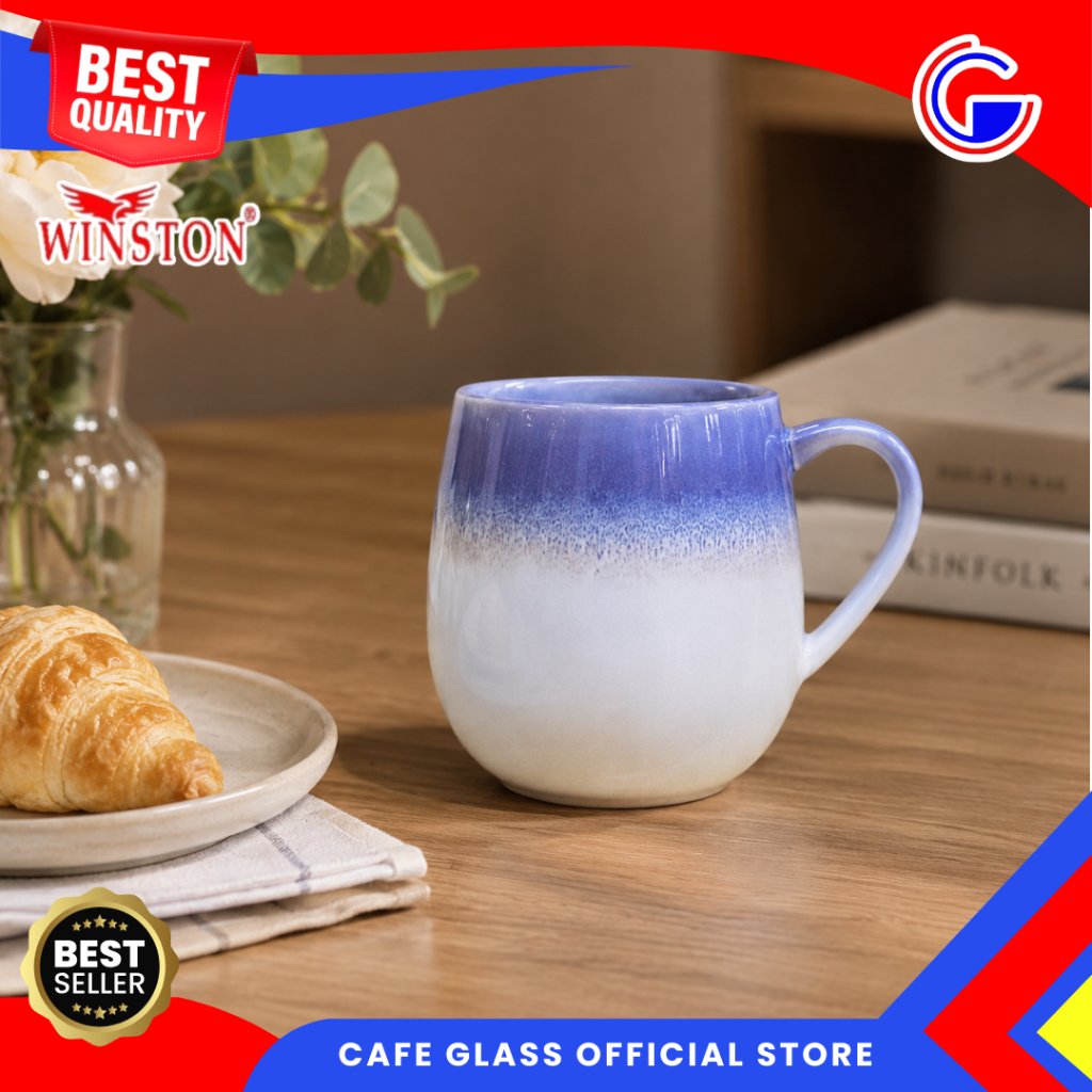 Mug Keramik Aesthetic Warna Pastel - Cangkir Viral Gradasi Warna Sembur Ungu Lucu - Gelas Kopi TM-24ST0103213 Winston
