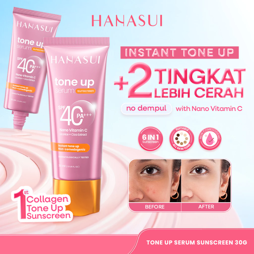 [NEW LAUNCH] Hanasui Tone Up Serum Sunscreen - Ringan Instant Mencerahkan Tanpa Dempul, UV Protection, Non Comedogenic