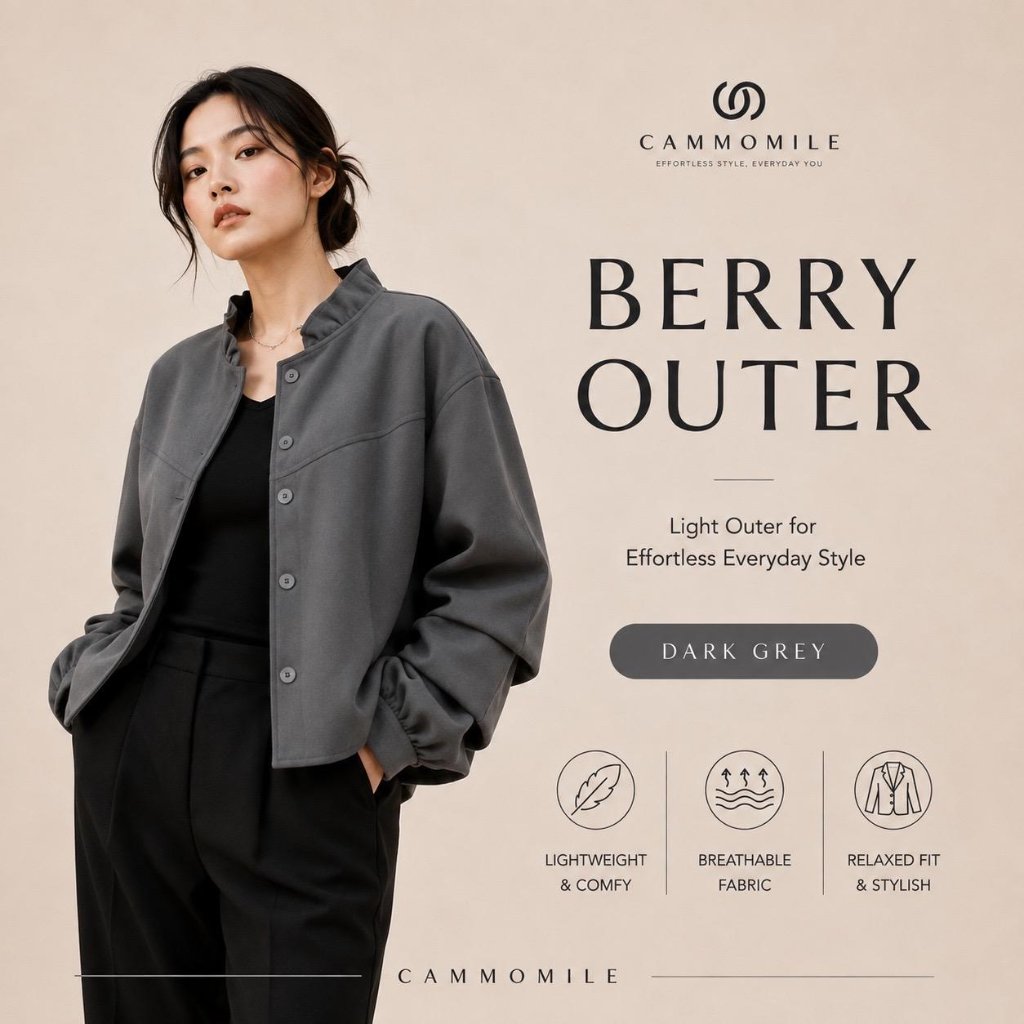 Cammomile New BERRY AF Outer korea style lengan panjang 2307011 atasan wanita kekinian jaket wanita