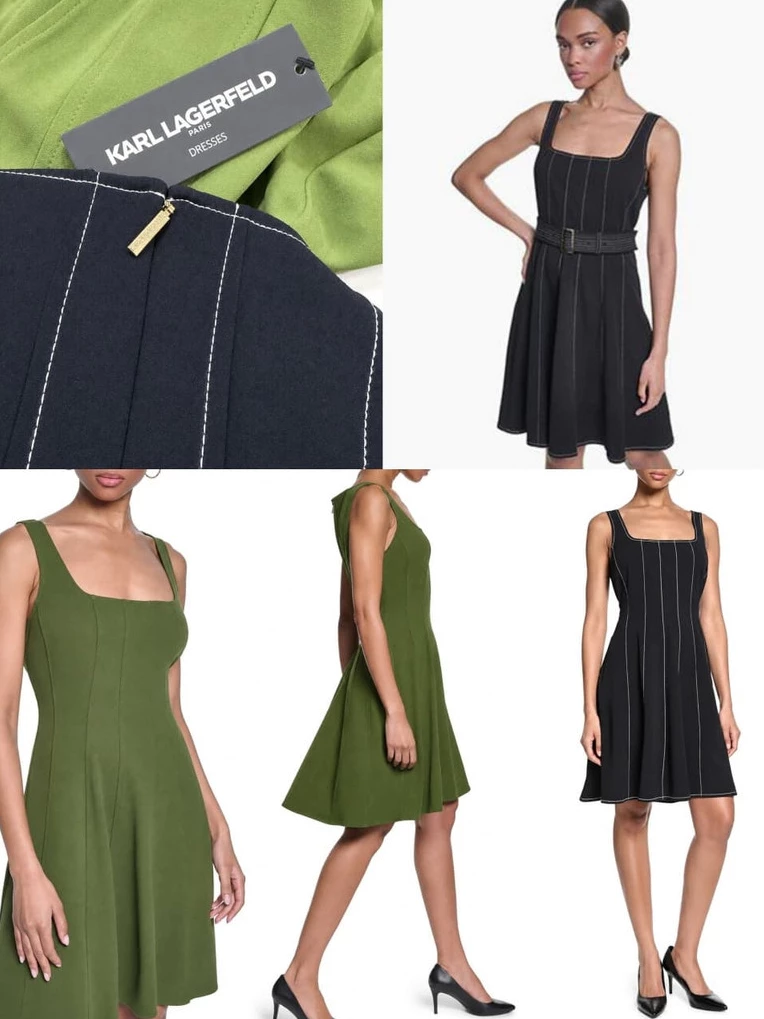 KL Paris Women's Sleeveless Scoop Neck Scuba Crepe Fit and Flare Dress - 3280