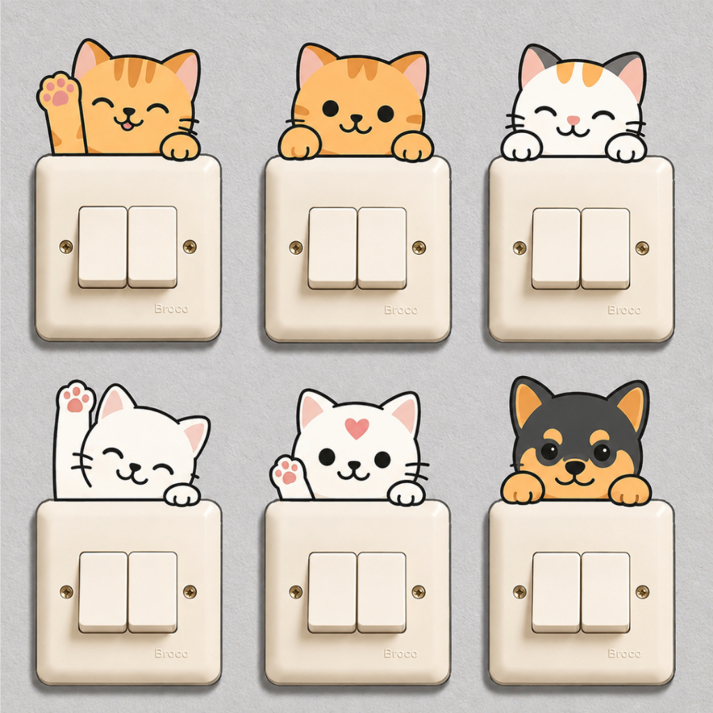 Jual Sticker Saklar motif Kucing Anjing pokemon bebek kartun lucu ...