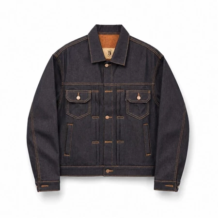 RK002 Jaket Denim BOXY Raw Denim 14oz WEFT ORANYE Premium