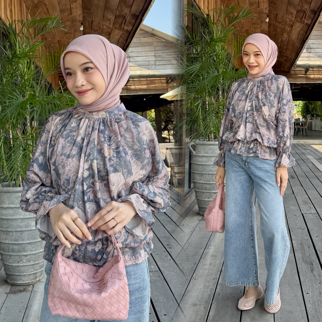 Lovia Blouse Kerut Bunga LD 120 - Blouse Oversized Wanita Tuku Klambi foto 7