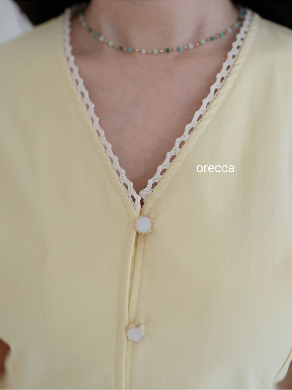 ORECCA - Lumi Atasan Lengan Pendek Renda Kerah Wanita foto 2