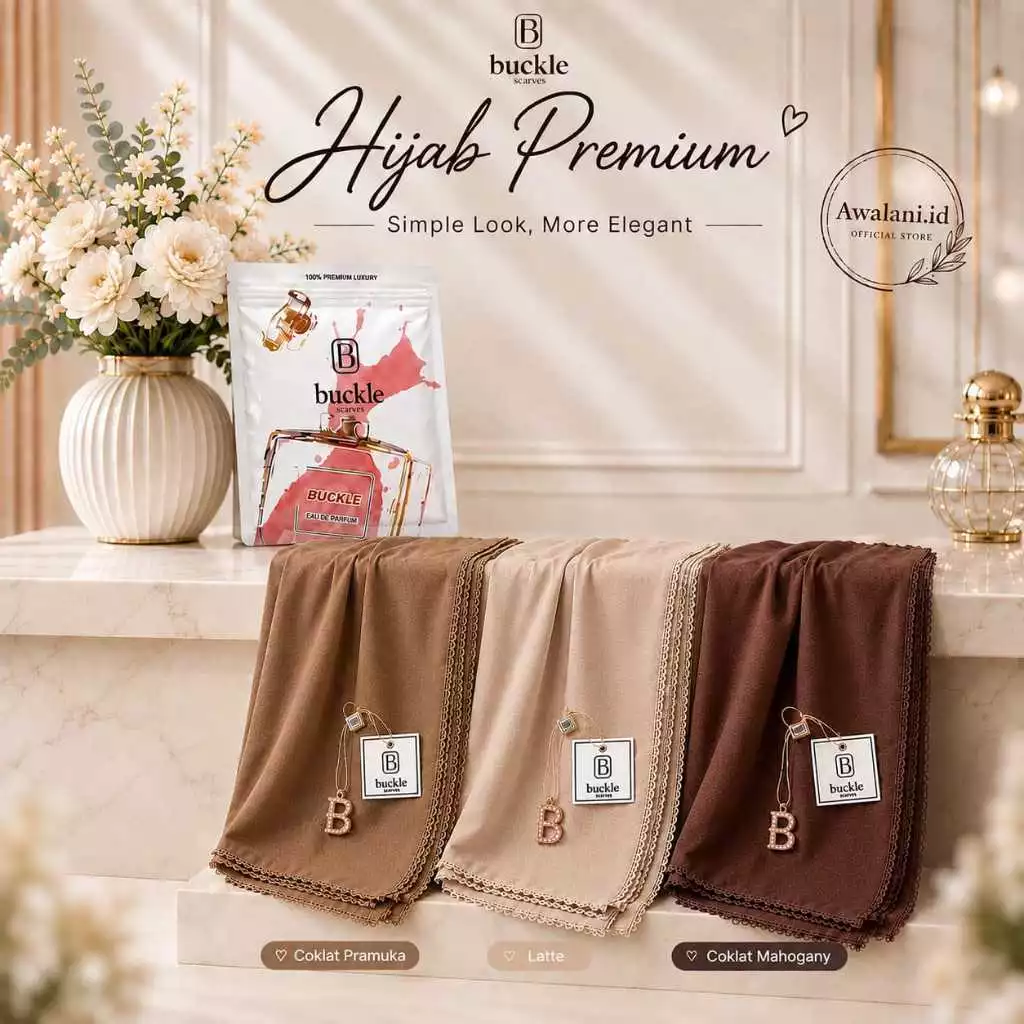 Hijab Segiempat Buckle Scarves Parfum Voal Premium