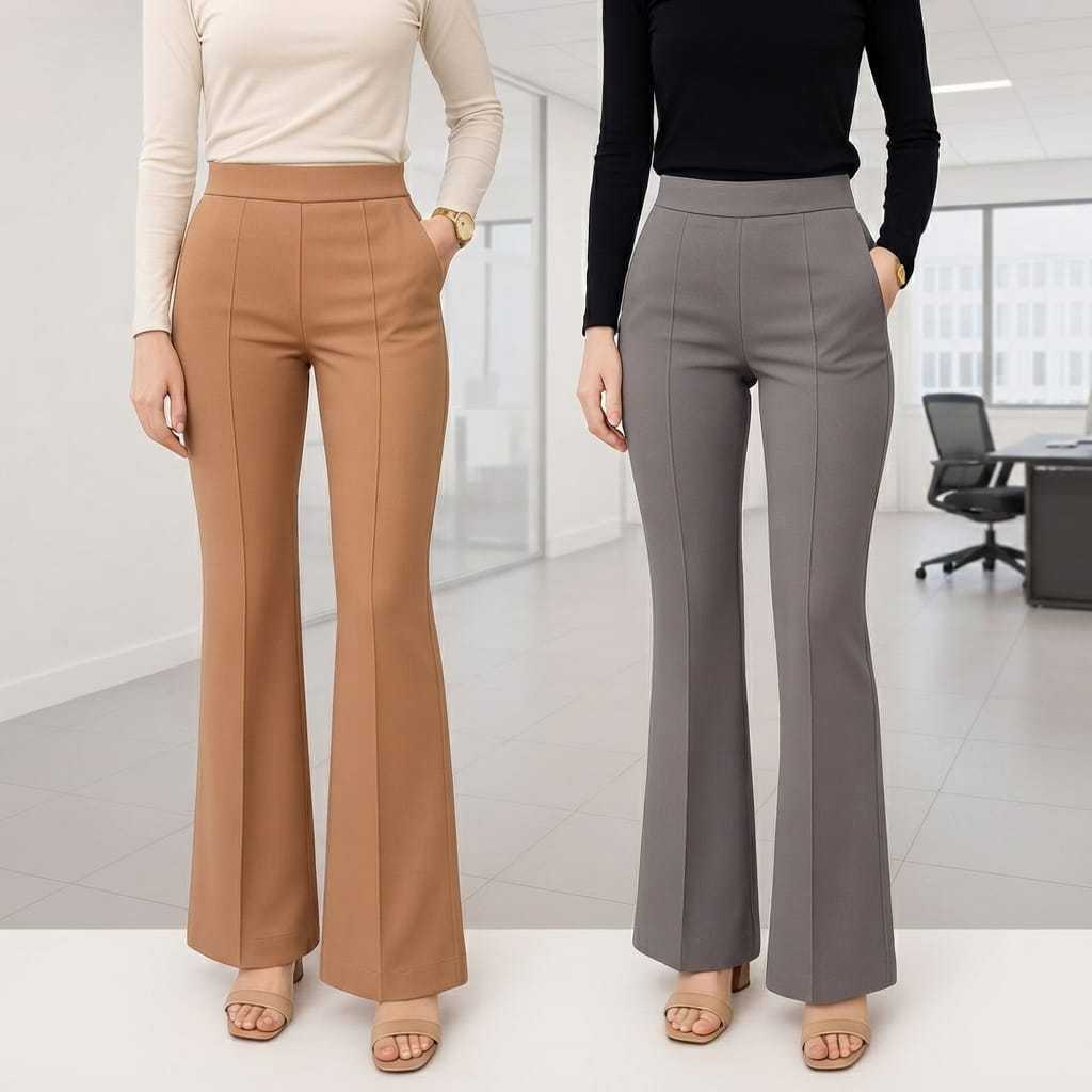 Celana Cutbray Wanita Scuba Premium Highwaist dengan Pinggang Elastis