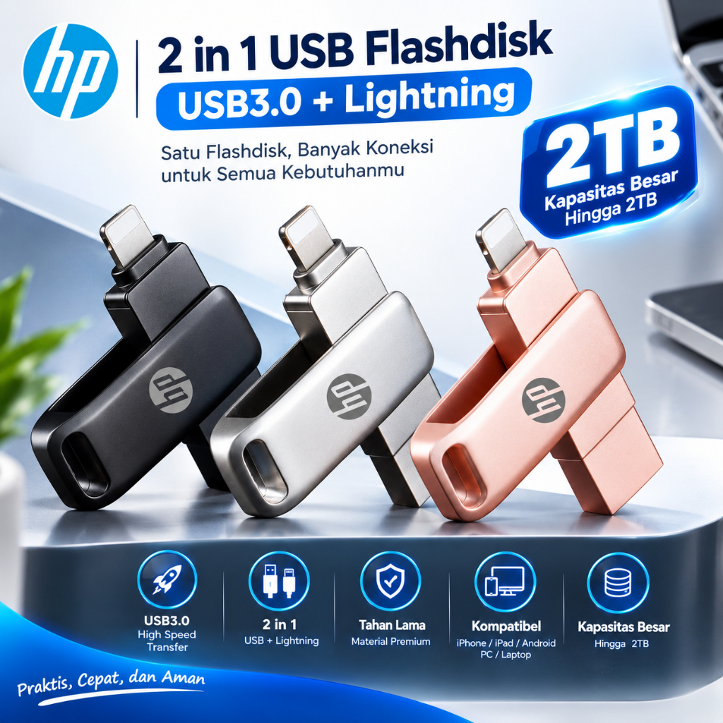 Jual Flashdisk OTG 32GB-1TB HP U701 2 in 1 Lightning & USB3.0 – Untuk ...