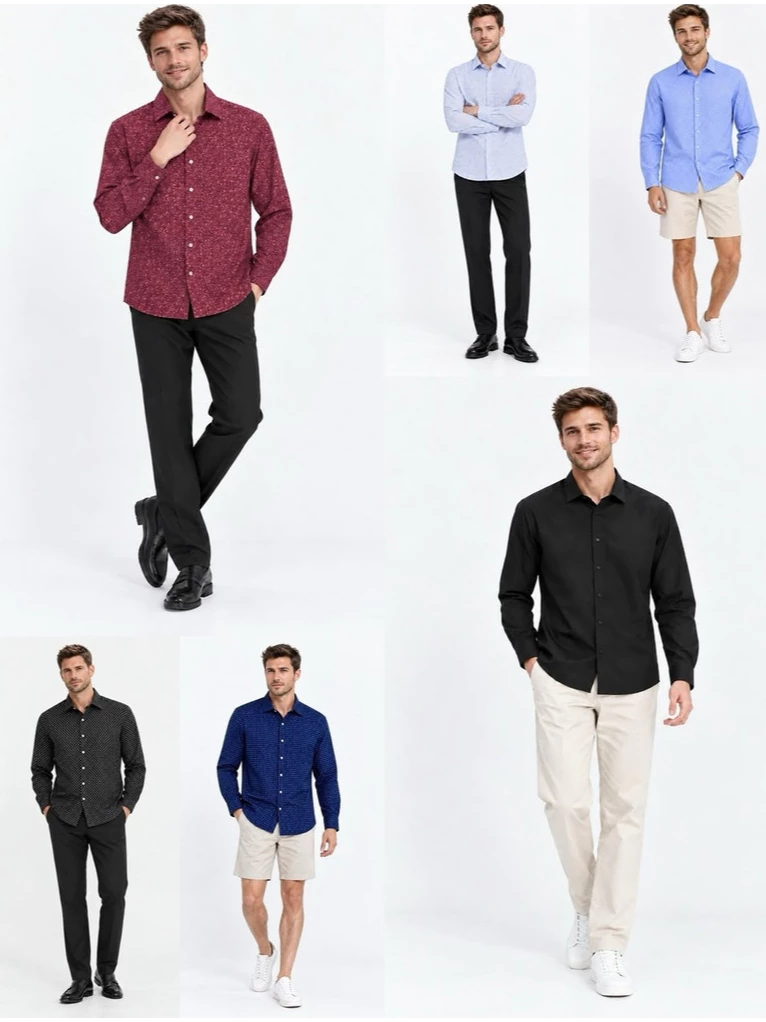 Kemeja Lengan Panjang Pria MRN Men's Slim Fit Long Sleeve Shirt - 3239