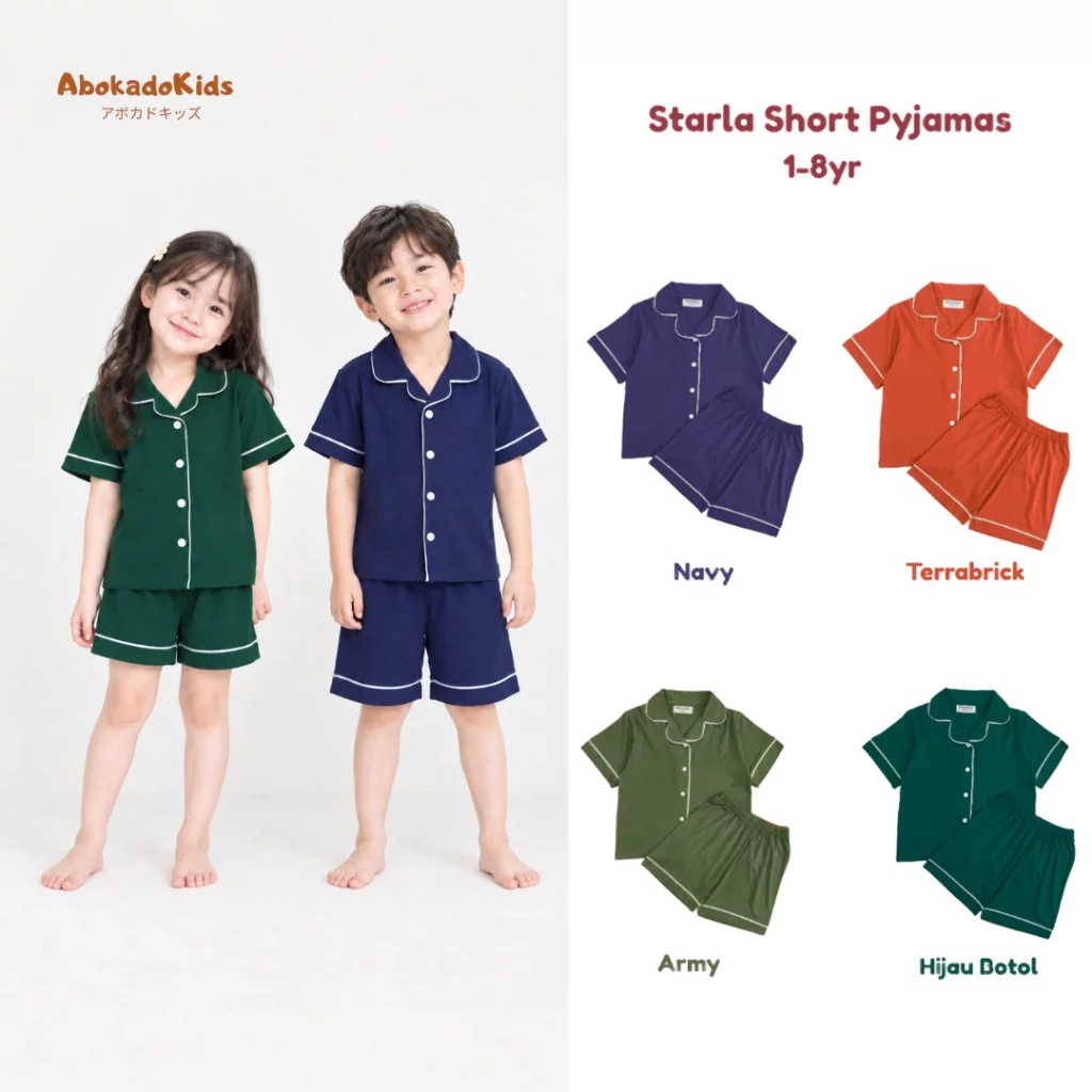 Starla Short Pyjamas – Baju Tidur Anak – Setelan Piyama Baju Tidur Anak – Baju Tidur Anak