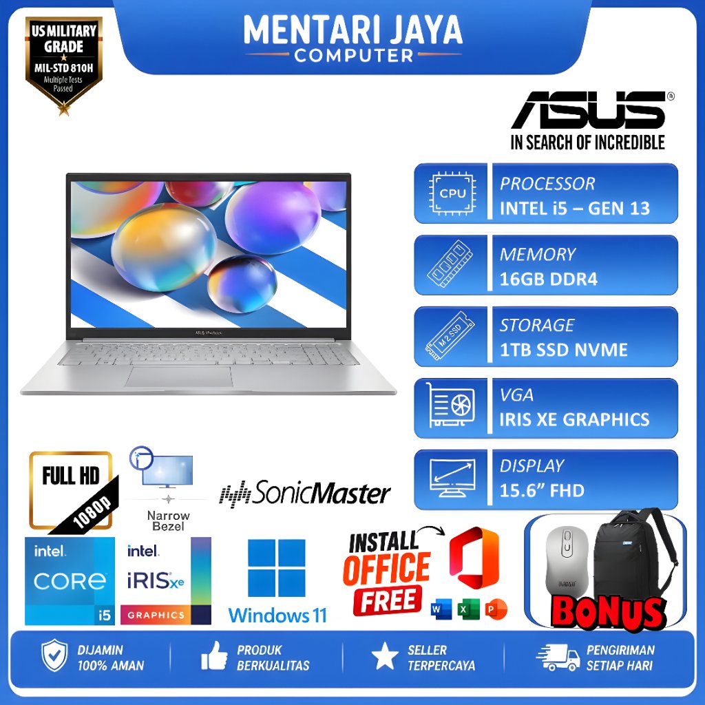Jual Laptop Asus Vivobook 15 Intel Core i5 Gen 13 Ram 16GB 1TB SSD ...