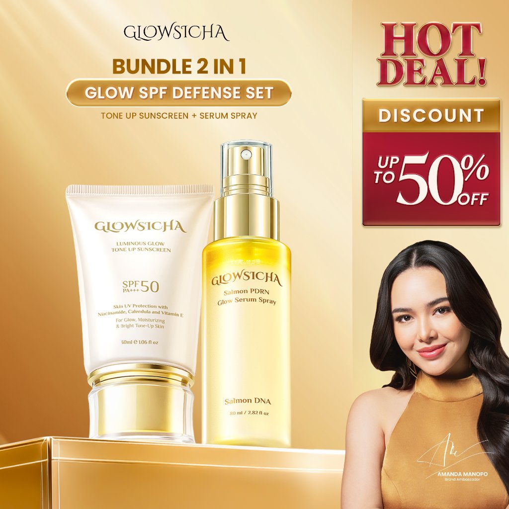 [New Launch] Glowsicha Bundle 2in1 Serum Spray + Tone Up Sunscreen - Paket Lengkap Serum Spray untuk merawat dan mencerahkan wajah Salmon DNA PDRN Niacinamide
