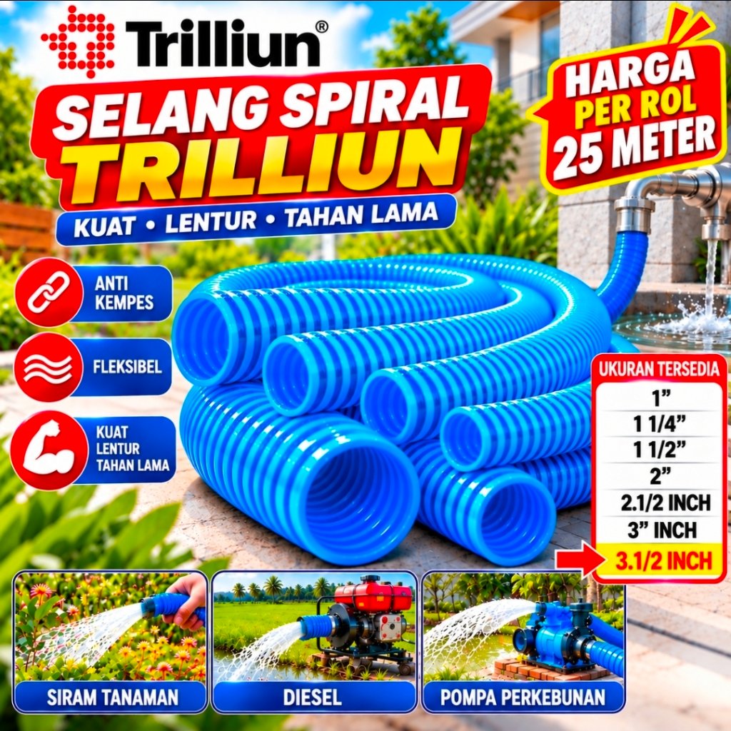 Jual SELANG AIR SPIRAL 3.1/2 INCH POMPA DIESEL IRIGASI SAWAH TAMBANG ...