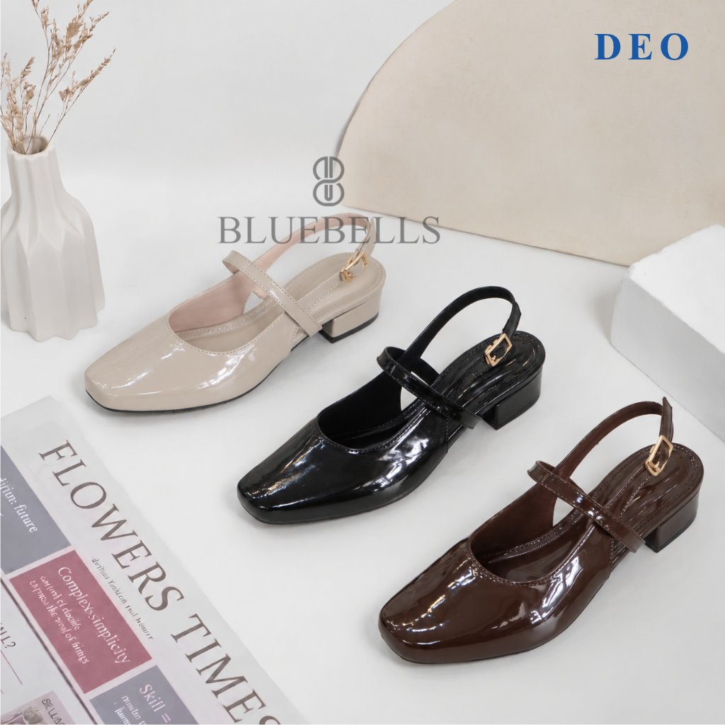104. DEO Mules Hak 3cm Wanita Kekinian Korean Style (Tersedia Size 36-41)