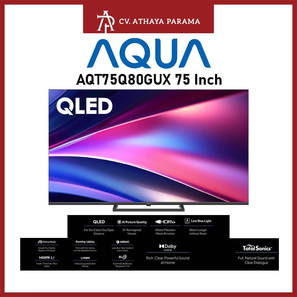 Jual AQUA AQT75Q85GUX QLED / AQUA AQT75K85FUX LED 4K HDR Google TV 75 ...