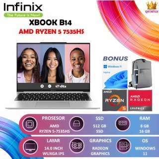 Jual Laptop Infinix XBook B14 AMD Ryzen 5 7535HS RAM 16GB SSD 512GB ...