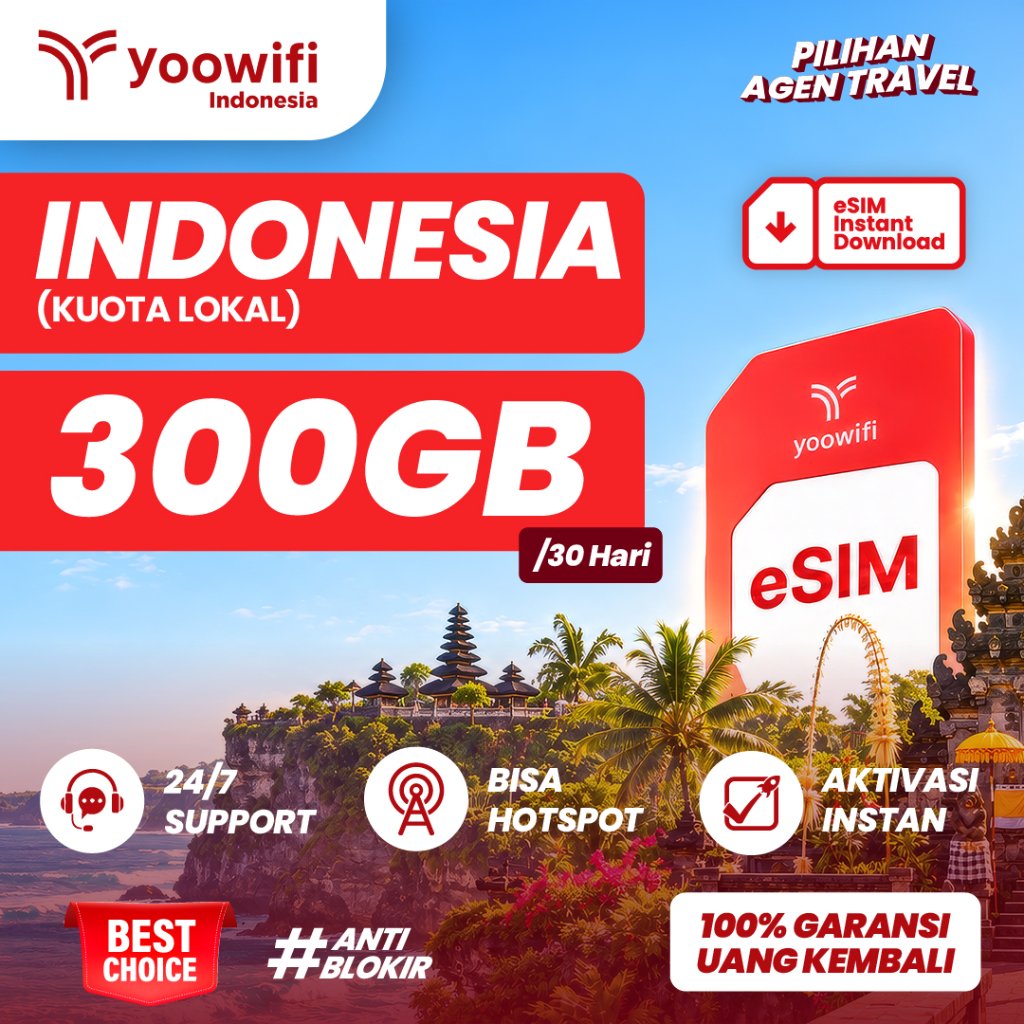 Jual eSIM Instan Indonesia Kuota Lokal 300GB | Support TTK+GPT ...