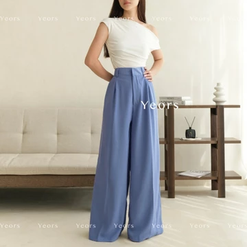 YEORS Hana Pants Celana Wide Kulot Polyester Anti Kusut Trousers Kantor Formal Casual Woman