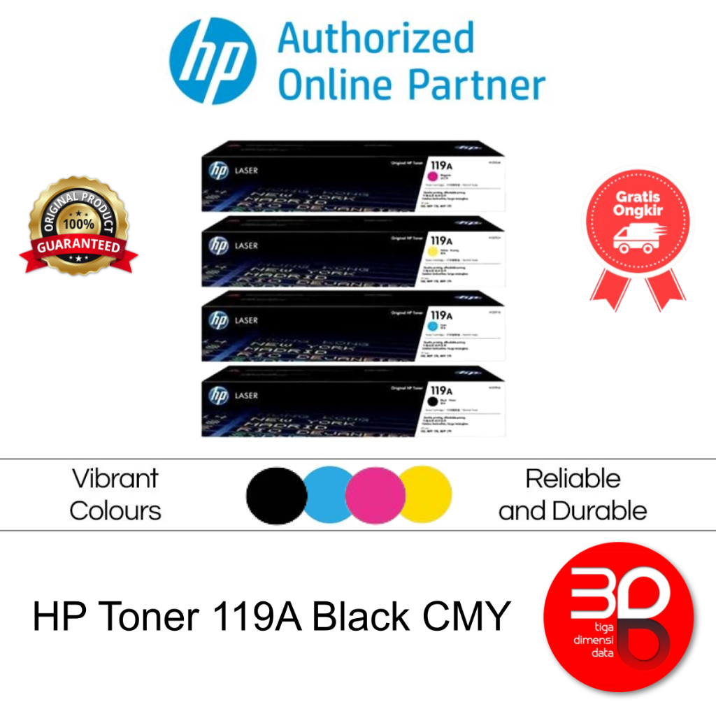 HP Toner 119A Black Cyan Magenta Yellow Original [W2090A, W2091A, W2092A, W2093A]