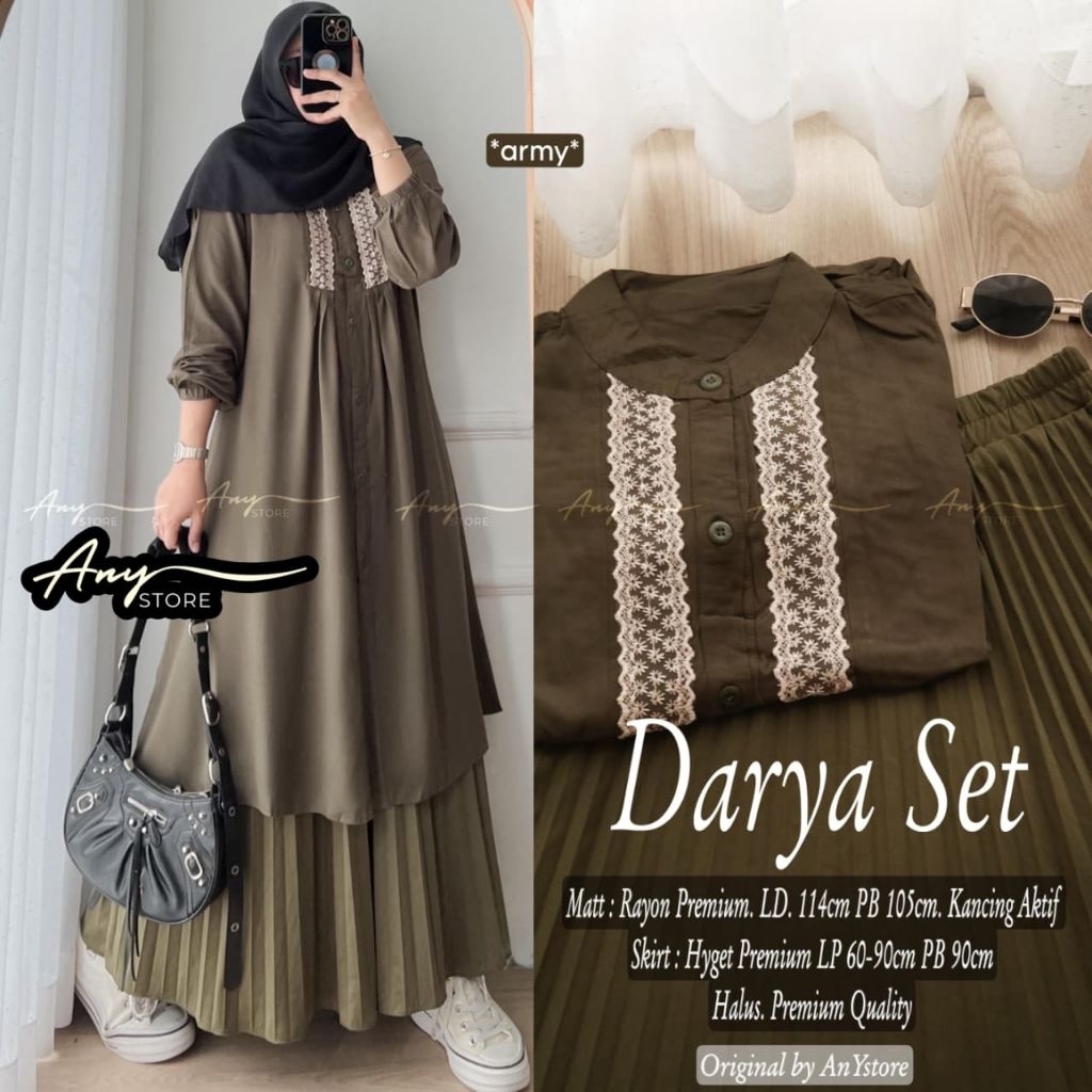 Jual Darya Set Tunik Rayon Rok Plisket (Any) | Shopee Indonesia