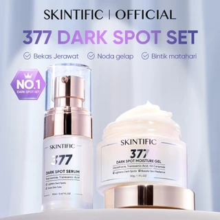 SKINTIFIC - 377 Dark Spot 2pcs Set | Moisturizer 30g + Serum 20ml Menyamarkan Noda Hitam Niacinamide Brightening Tranexamic Acid Lightening Acne Spot Glowing Barrier Moist Anti-Aging Brightening Whitening Blackhead Removal Peeling Moisture Gel Mosturizer