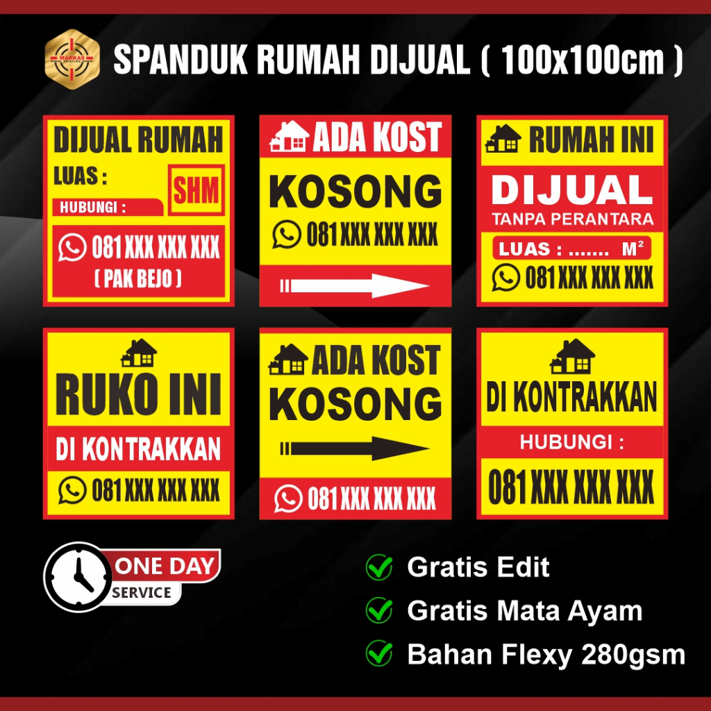 Jual [ 100x100cm ] Banner Rumah dijual | Spanduk Tanah Dijual | Print ...