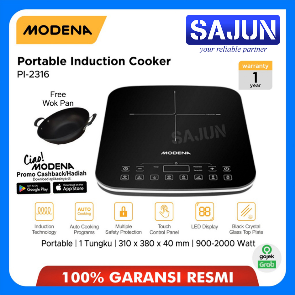 Jual Modena Induction Cooker PI-2316 Kompor Listrik Portable PI2316 ...