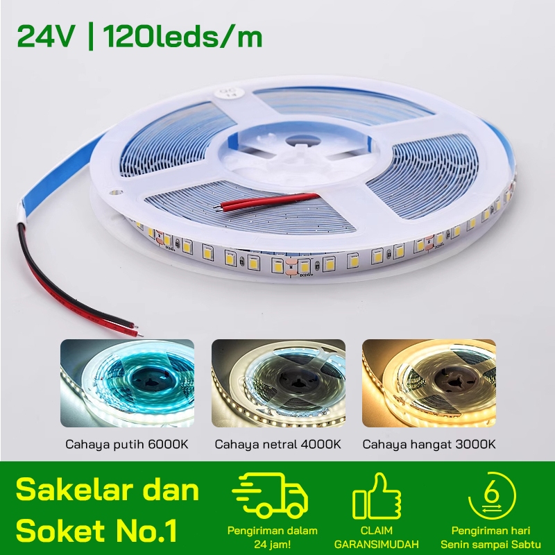 Jual lampu led strip 10meter SMD 2835 DC 24v 120LAMPU strip tempel ...