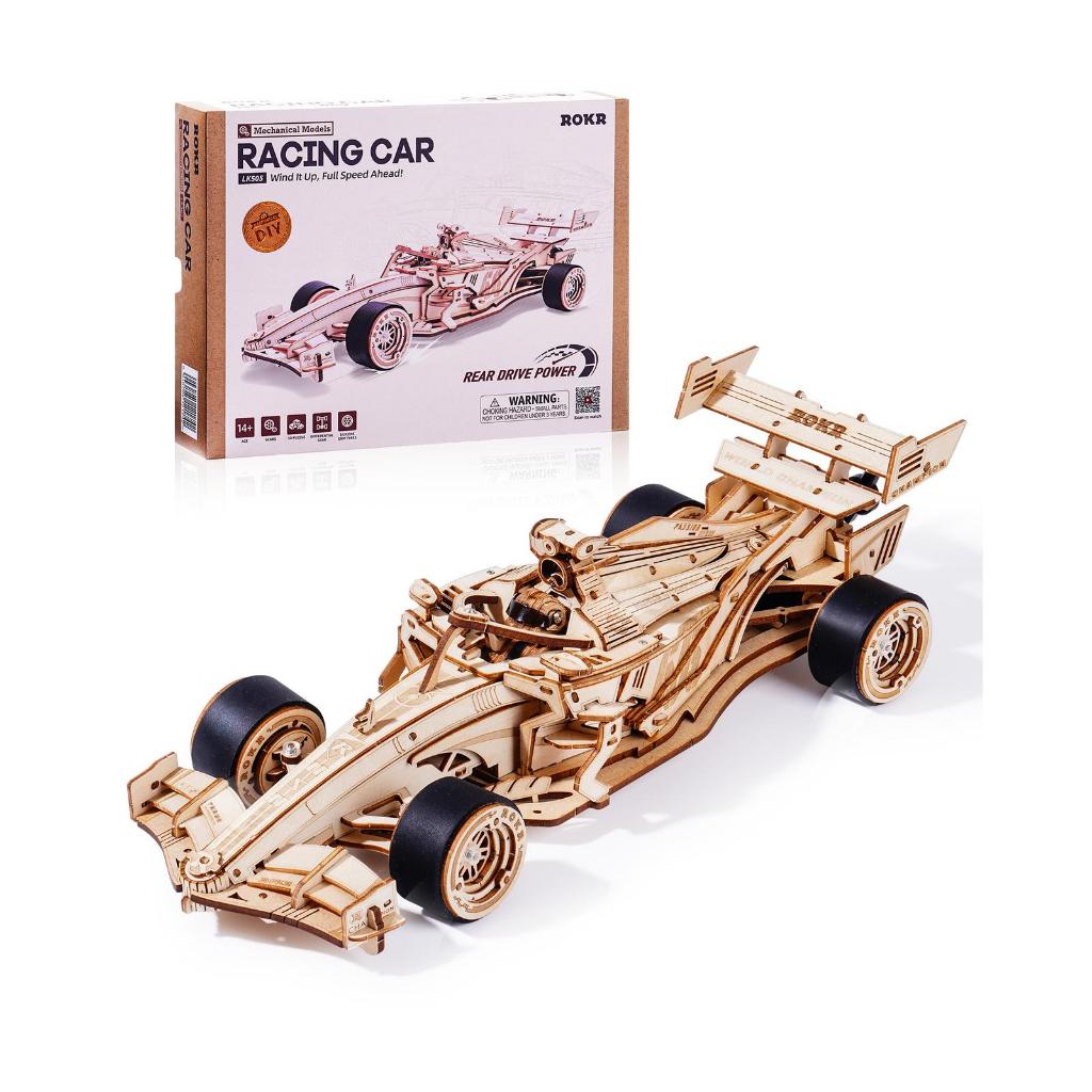Jual Robotime Rokr 3D Wooden Racing Car Puzzle DIY Model Kit Mechanical ...