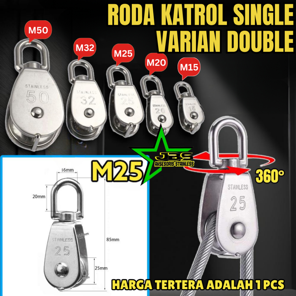 Jual RODA KATROL KEREKAN MINI - STAINLESS 304 SINGLE M15/M20/M25/M32 ...