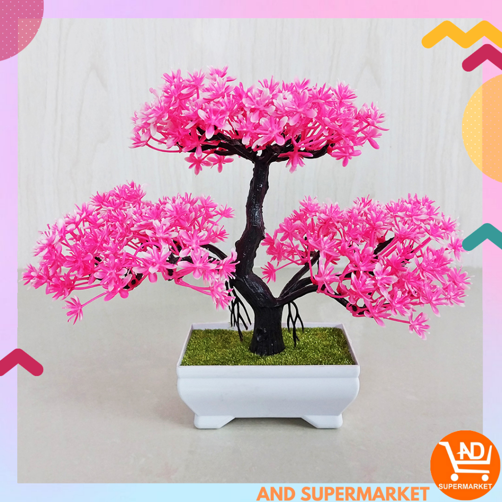 Tanaman Hias Plastik Pot Ornamen Artificial Bonsai Hiasan Meja Bunga Palsu Dekorasi Rumah PBP01