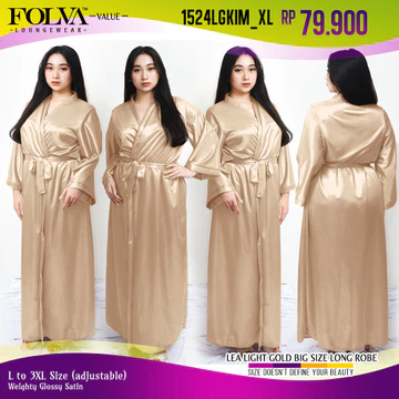 FOLVA Kimono Panjang Baju Tidur Wanita Satin 3XL Big Size Jumbo