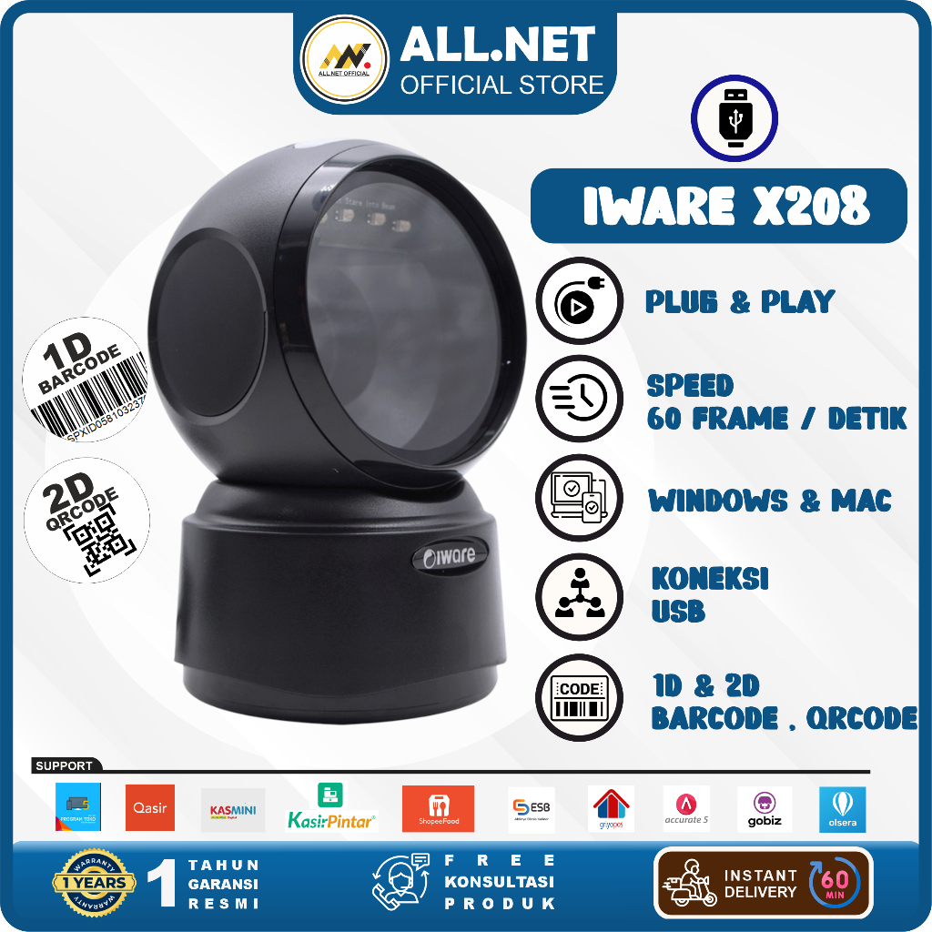 Jual Barcode Scanner Iware X-Series Usb Bluetooth Wireless 1D/2D X101 ...
