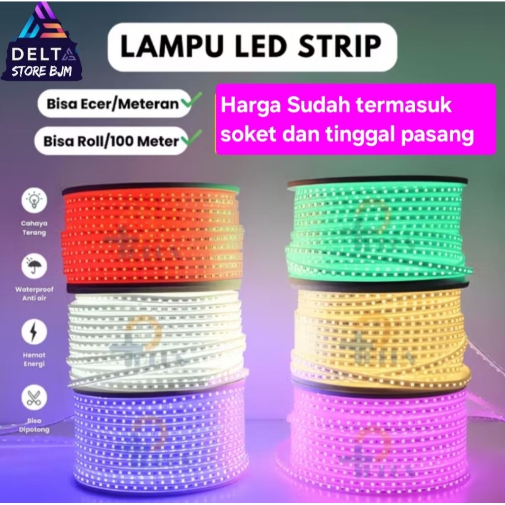 Jual Lampu LED Strip Selang 5050 SMD AC 220V Meteran (1M-100M) Outdoor ...
