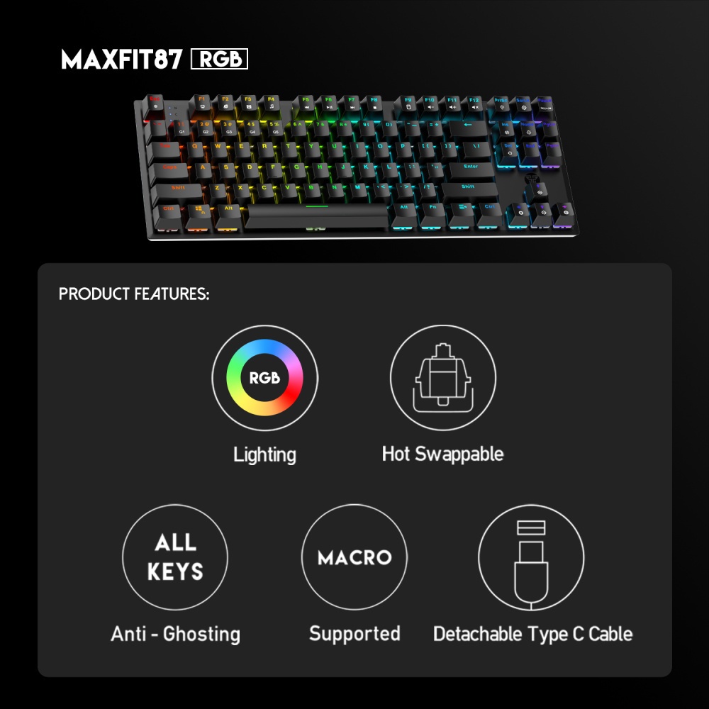 Jual Fantech Maxfit 87 MK856 RGB TKL Mechanical Gaming Keyboard ...