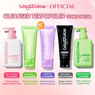 Glad2Glow Facial Cleanser Series-Facial Wash Low PH Gel Centella Mencerahkan Pencerah Wajah Anti Jerawat Penuaan Hilangkan Flek & Tenangkan face wash Pembersih Wajah Membersihkan kotoran dan minyak Menjaga pelindung kulit Mengobati g2glow official store