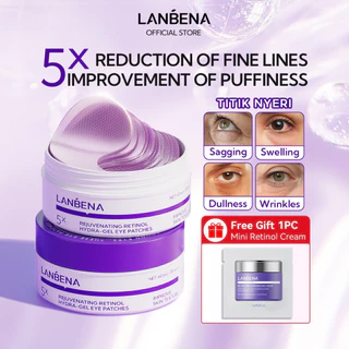 [BUY 1 FREE 1] LANBENA Masker Mata Retinol Anti Aging + Cerahkan Lingkaran Hitam - Eye Patch Kolagen Melembapkan Eye Cream Eye masker wajah Skincare (60Pcs/30Pairs)
