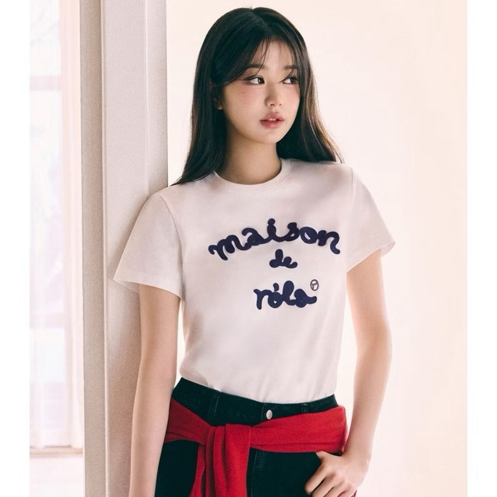 Jual (READY) Maison de Rola Embroidery T-Shirt White Navy - Original ...