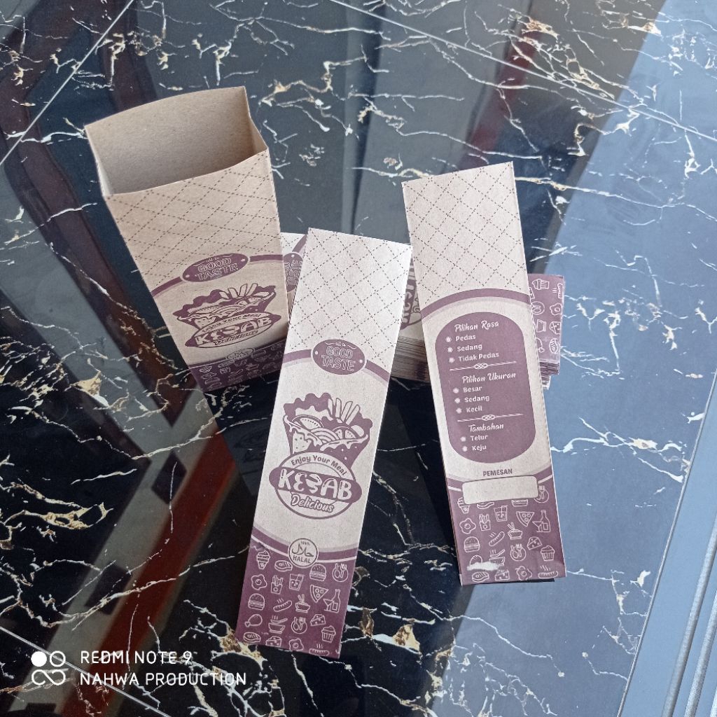 Jual 100 Lembar Bungkus Kebab Lipat / Kertas Kebab Paper Craft Coklat ...