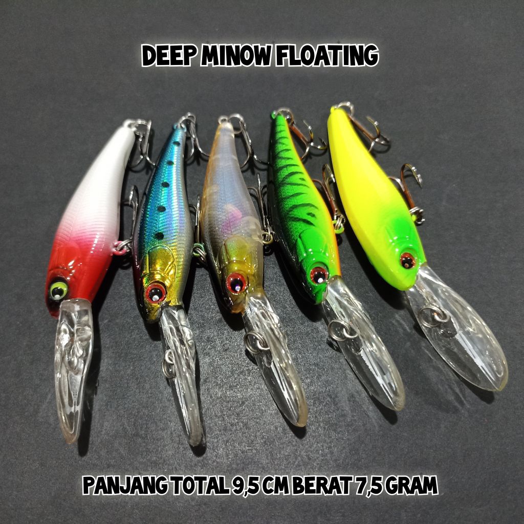 Jual Deep minow panjang total 9,5 cm berat 7,5 gram lidah panjang ...