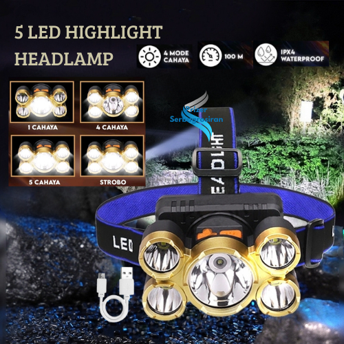 Jual Prizer -Senter Kepala LED Tahan Air 4 Mode Cahaya Lampu IPX4 USB ...