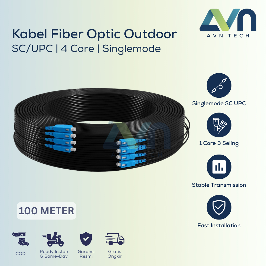 Jual AVN Tech Kabel Fiber Optic (FO) 4 Core Outdoor Precon SC UPC ...