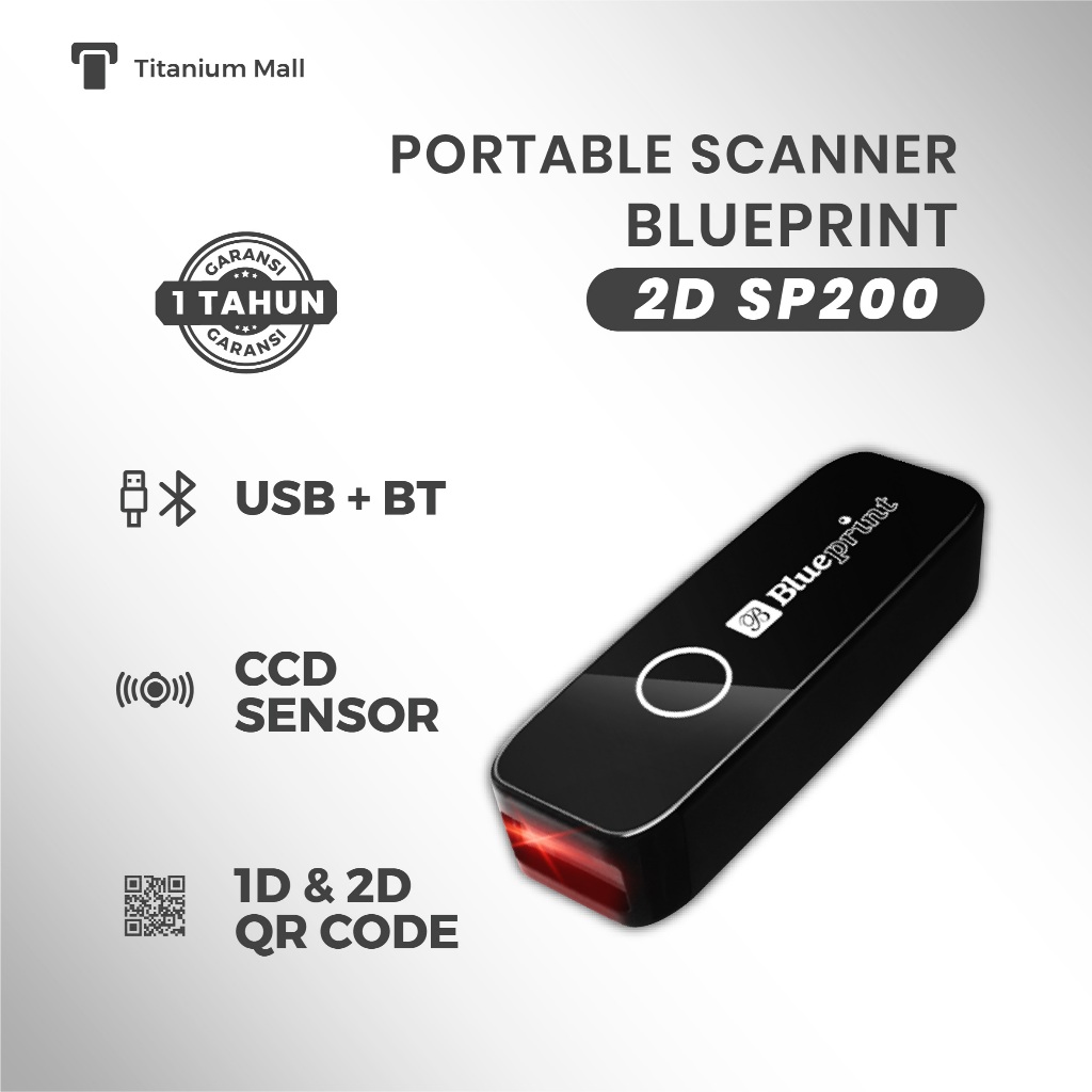 Jual Blueprint SP200 Portable Bluetooth Scanner 2D Wireless Barcode ...