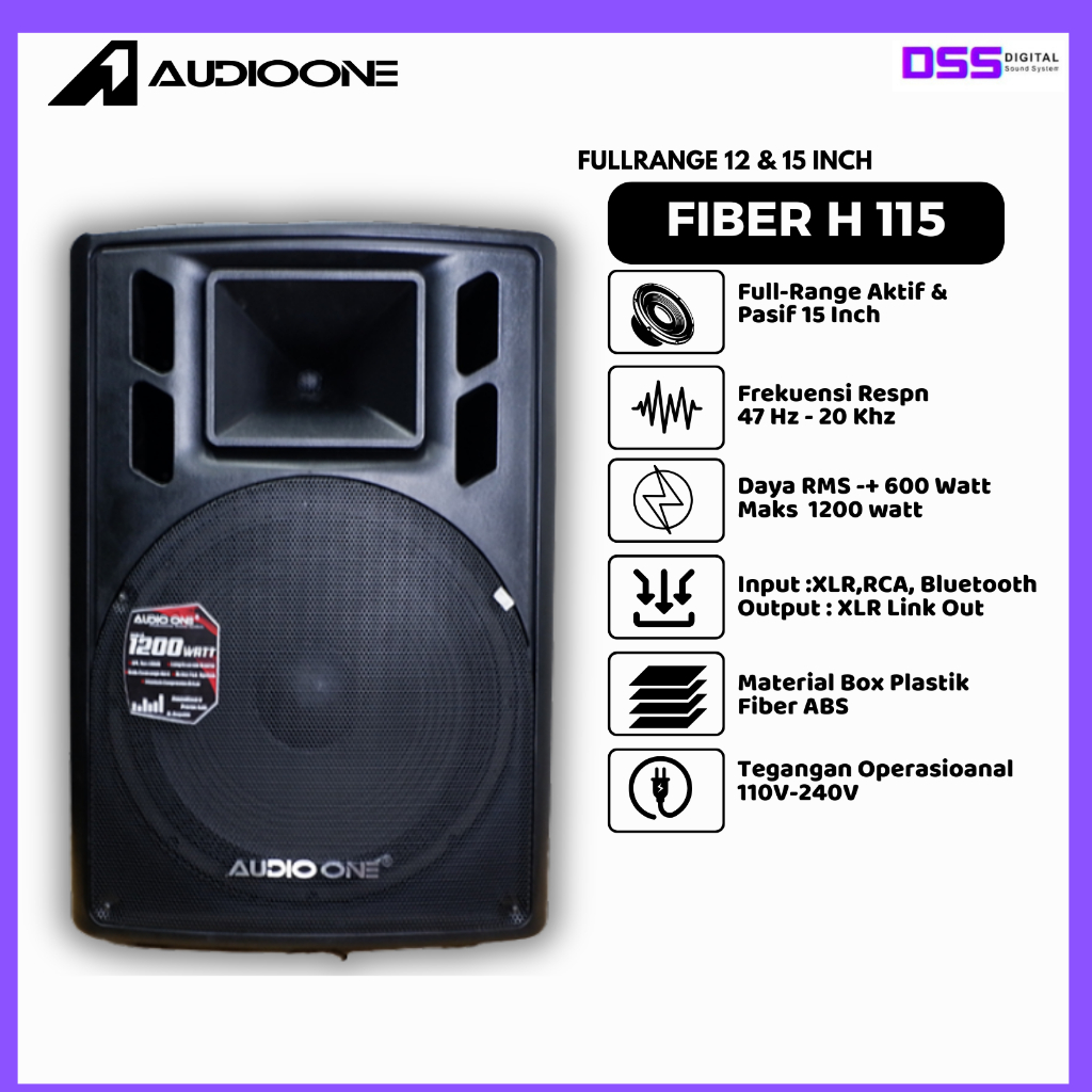 Jual Speaker Bluetooth Super Bass Aktif Pasif AUDIOONE 15 Inch H 115 ...