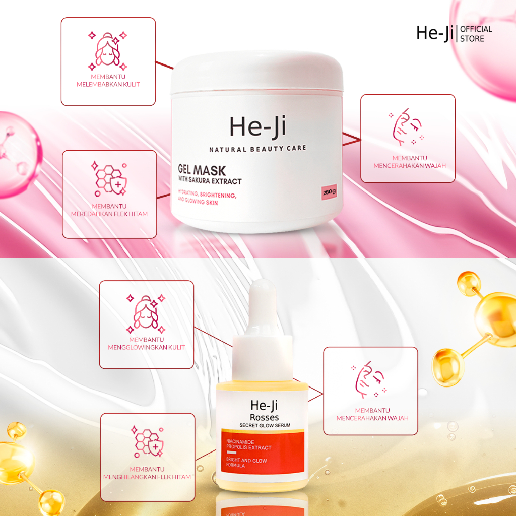 Jual [HE-JI] Bundle 2 in 1 - Glowing Set Sakura Gel Mask & Rosses ...