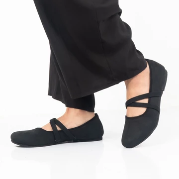 NOOREA Sepatu Wanita Lilianne Black Flatshoes Wanita Sepatu Balet Sepatu Casual Wanita Suede
