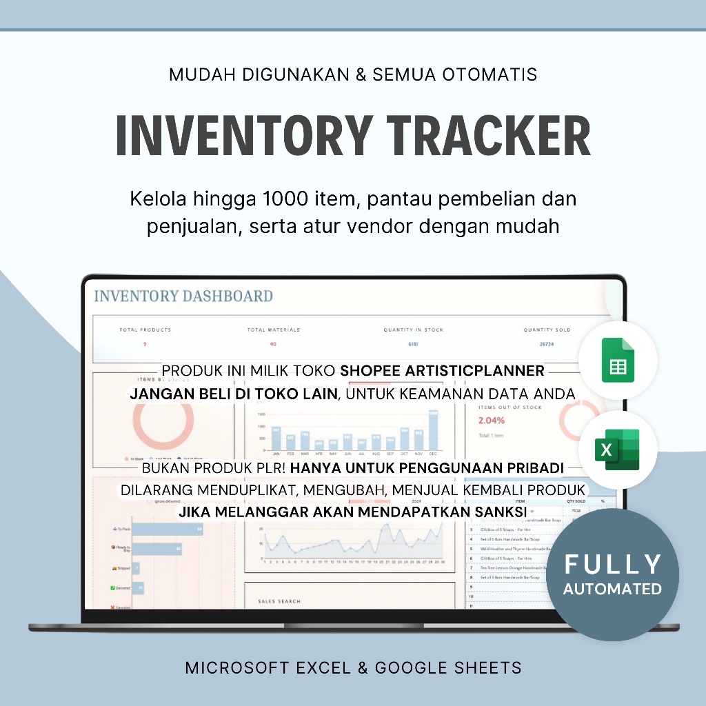 Jual Inventory Tracker Spreadsheet Small Business Inventory Template ...